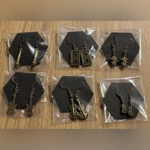 Musical Instrument Earring Set (Bronze Color)